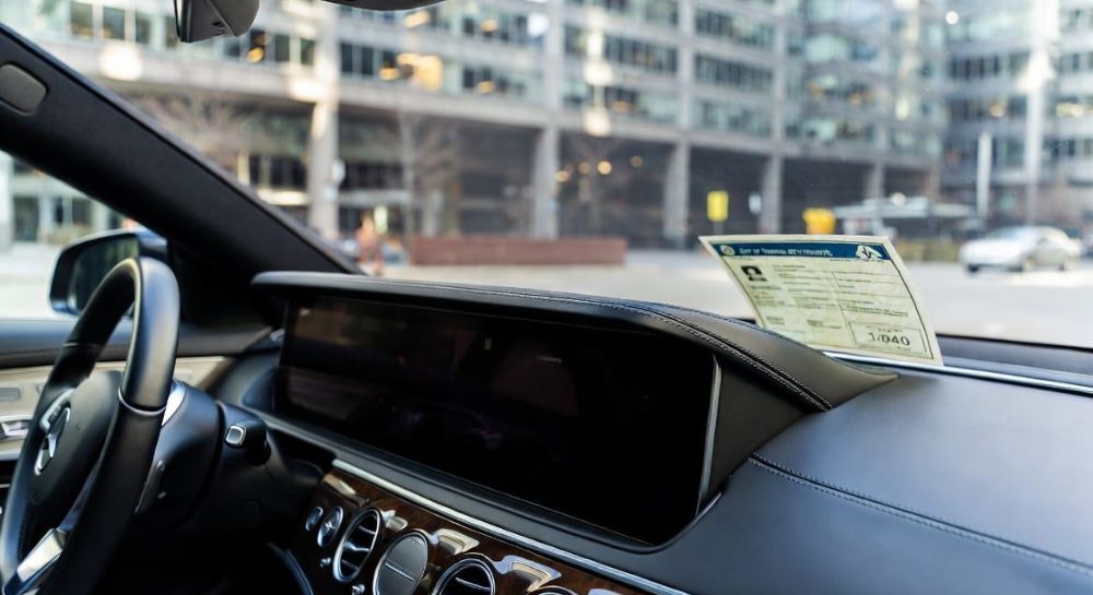 Close-up of a City of Toronto vehicle-for-hire licence displayed in a limousine dashboard